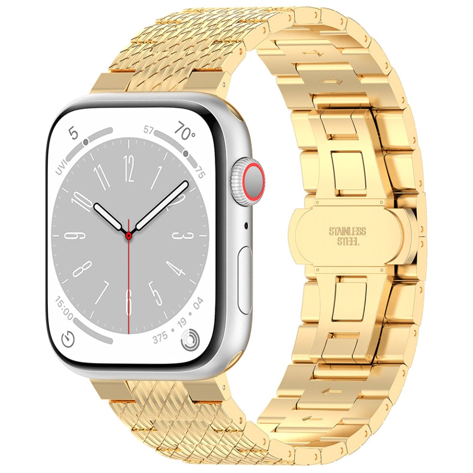 Curea Otel Inoxidabil pentru Apple Watch 1/2/3/4/5/6/7/8/9/SE/SE 2/Ultra/Ultra 2 (42/44/45/49mm), SKDR BandPro W052 - Auriu - 1 | YEO