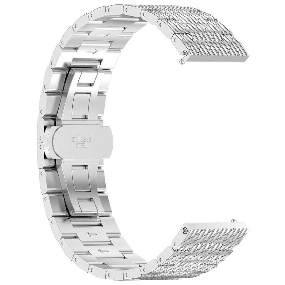 Curea Otel Inoxidabil pentru Samsung Galaxy Watch 4/5/Active 2, Huawei Watch GT 3 (42mm)/GT 3 Pro (43mm), 20mm, SKDR BandPro W052 - Argintiu - 3 | YEO