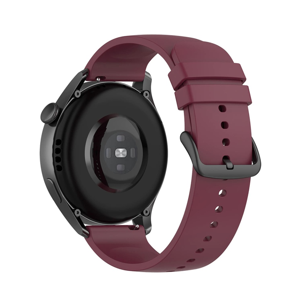 Curea Slicon pentru Samsung Galaxy Watch 4/5/Active 2, Huawei Watch GT 3 /GT 3 Pro, 20mm, Catarama Neagra, SKDR BandPro W001 - Visiniu - 1 | YEO