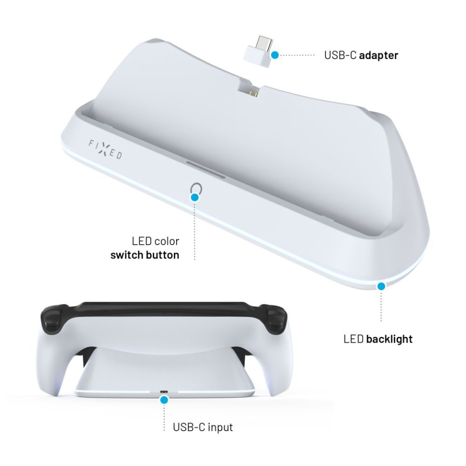 Dock Incarcare FIXED FIXPS5-CDPP-WH, Compatibil PlayStation Portal, Adaptor Magnetic USB-C, Indicator LED, Alb - 3 | YEO