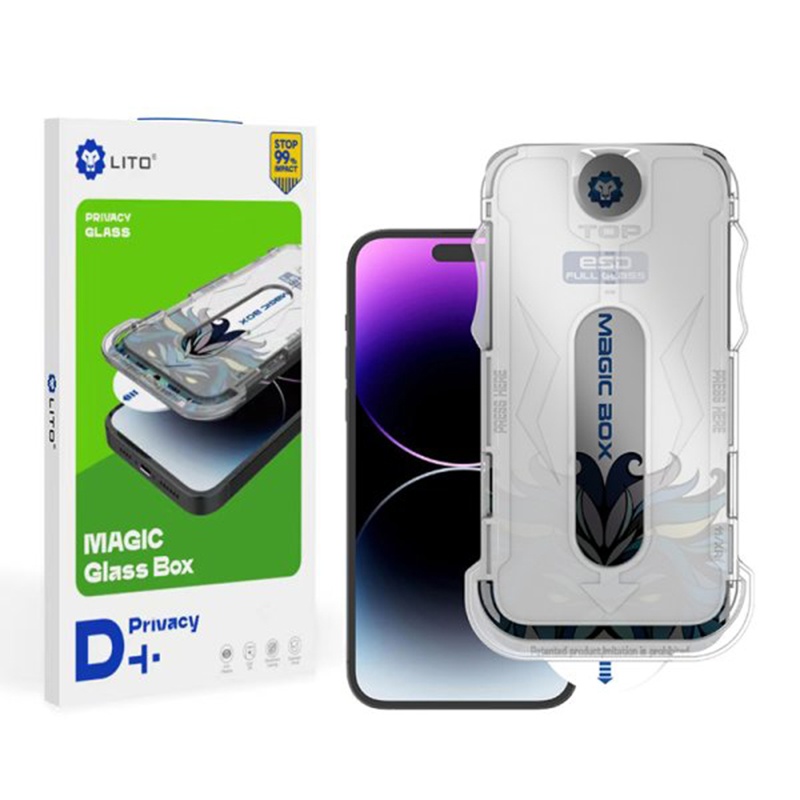 Folie de Sticla iPhone 11 / XR, Claritate Maxima, Lito, Magic Glass Box D+ Tools, Negru / Privacy
