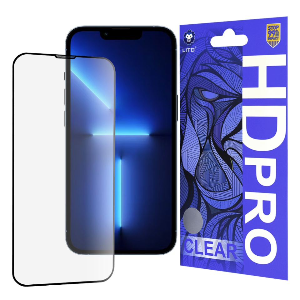 Folie de Sticla iPhone 13 Pro Max / 14 Plus, Sticla securizata, Lito, HD Pro Clear, Negru