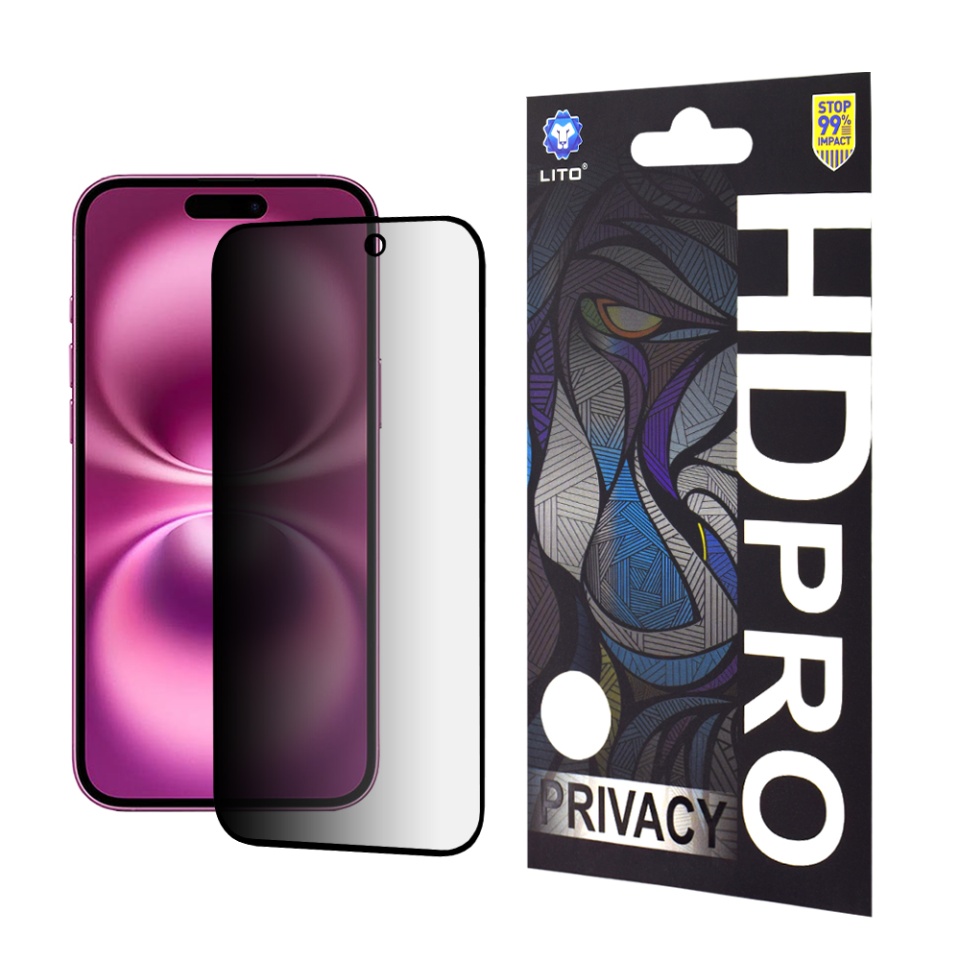 Folie de Sticla iPhone 16 Plus, Sticla Securizata, Lito, HD Pro, Privacy