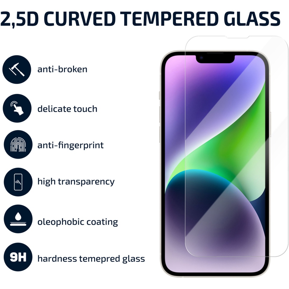 Folie pentru iPhone 13 Pro Max / 14 Plus, SKYDDAR INNOVATION, Protectie 9H, 0.3mm, Clear Vision, set cu sticker, Transparent - 2 | YEO