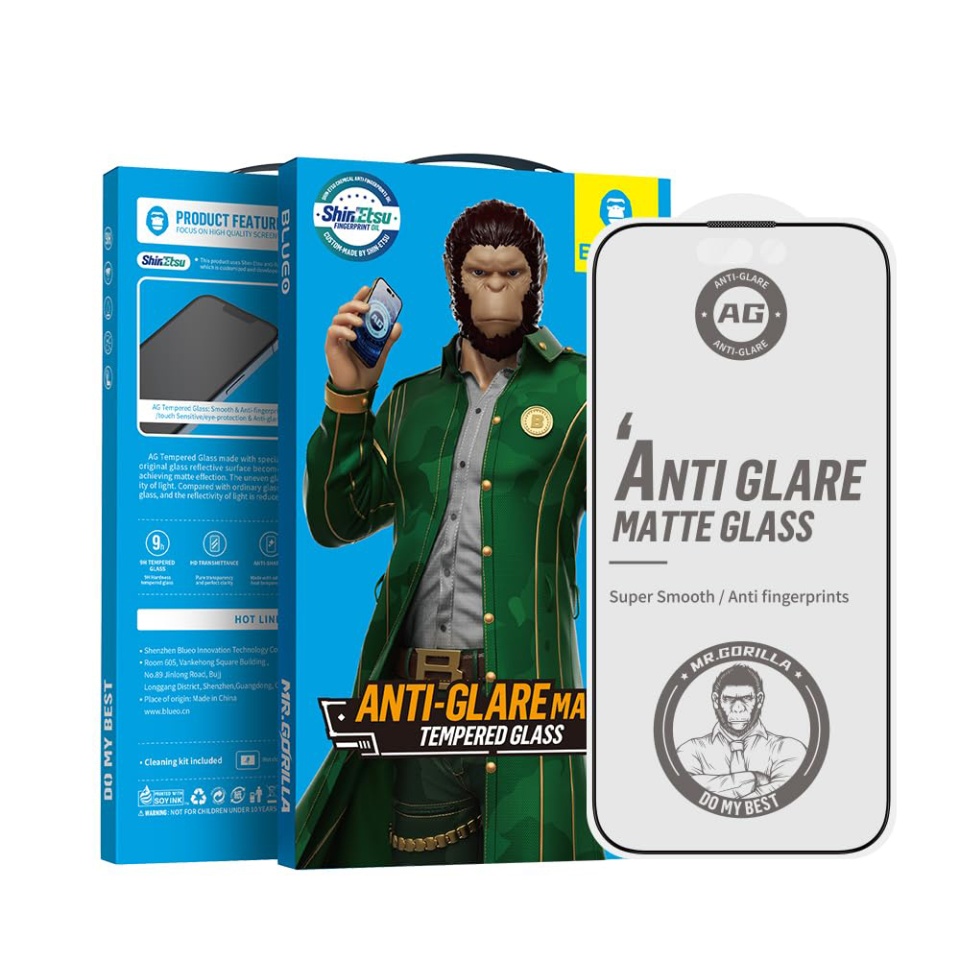 Folie pentru iPhone 16 Pro, Blueo, Sticla Securizata, Ultra HD, Anti-Glare Glass, Transparent Mata