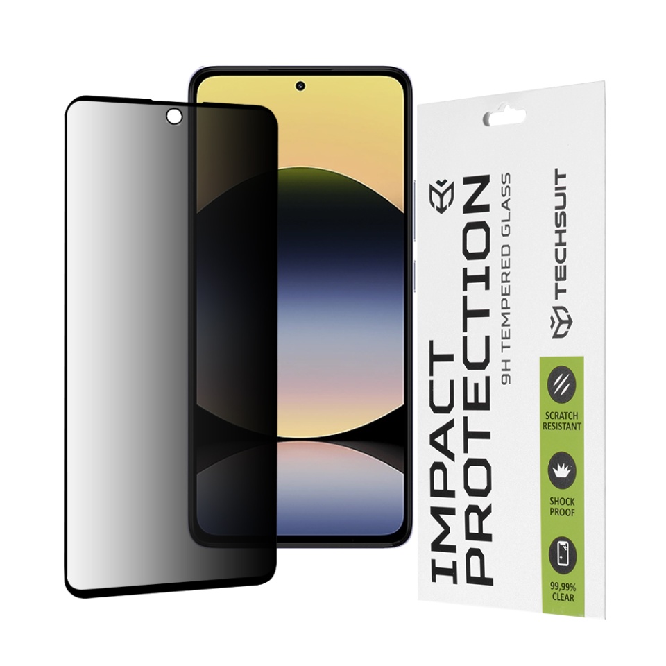Folie pentru Xiaomi Redmi Note 14 5G / Redmi Note 14 4G (163.25 x 76.55 x 8.16mm), Anti-spy Ultra HD, Protectie 9H, Montare Simplă, 111D, Privacy, set cu sticker