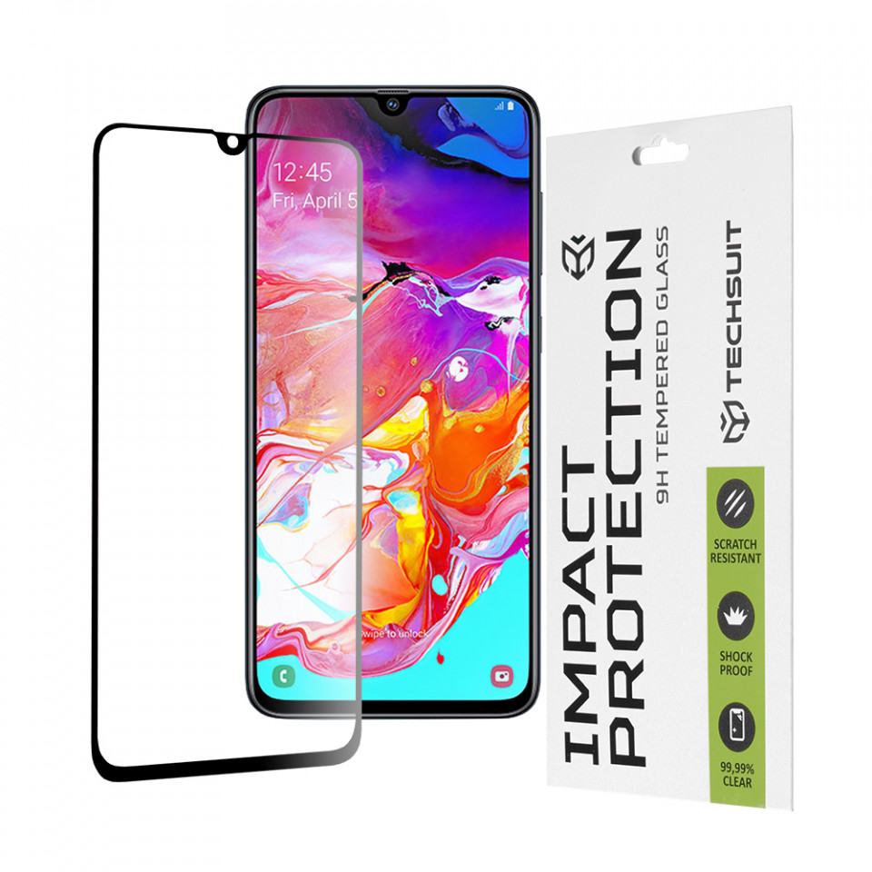 Folie Samsung Galaxy A70, ce acopera tot ecranul 111D, Techsuit - Negru