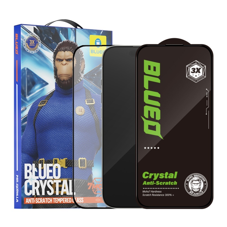 Folie Sticla pentru iPhone 15 / iPhone 16, protectie anti-zgarieturi 3X rezistenta, Blueo, Negru