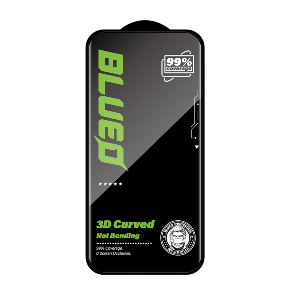 Folie Sticla pentru iPhone 16 Pro, Blueo 3D Full Display Curved Edge AR, Anti-Soc, Anti-Amprente, Negru - 2 | YEO