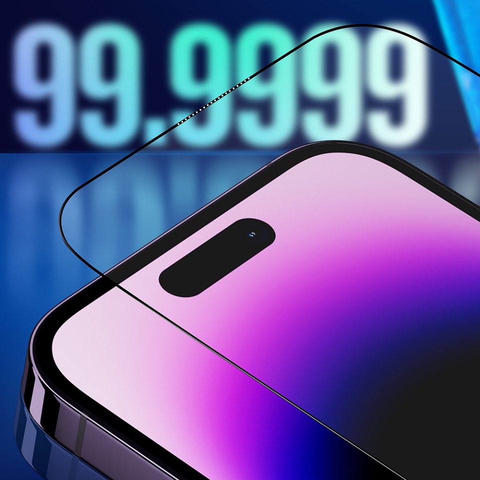 Folie Sticla pentru iPhone 16 Pro, Blueo HD, Sapphire Screen Protector with Applicator Pro, Negru - 3 | YEO