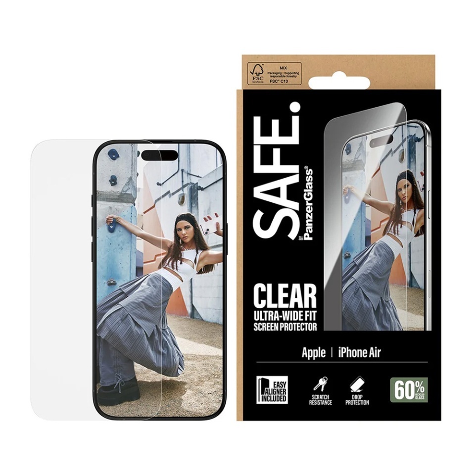 Folie Sticla pentru iPhone 17 Air, Ultra-Wide Fit w. EasyAligner, PanzerGlass, Anti-Soc si Anti-Bule, Transparent - 2 | YEO