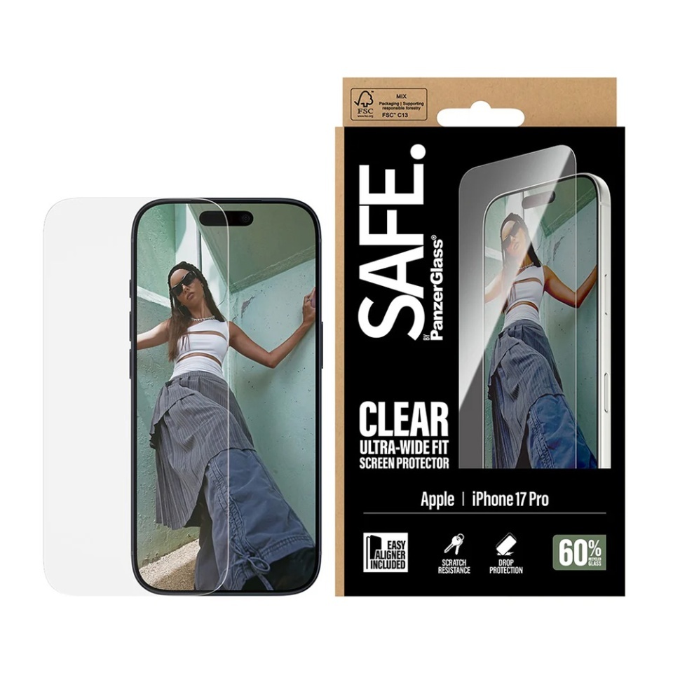 Folie Sticla pentru iPhone 17 Pro, Ultra-Wide Fit w. EasyAligner, PanzerGlass, Anti-Soc si Anti-Bule, Transparent - 2 | YEO