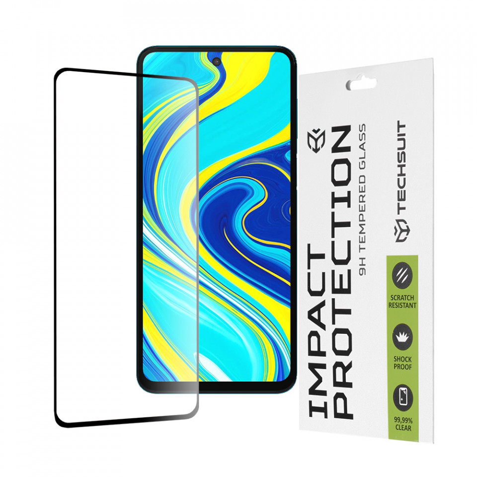 Folie Xiaomi Redmi Note 9S / Note 9 Pro / Note 9 Pro Max, ce acopera tot ecranul 111D, Techsuit - Negru