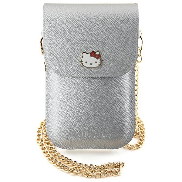 Geanta Hello Kitty, Piele Ecologica, Metal Logo Chain, Argintiu