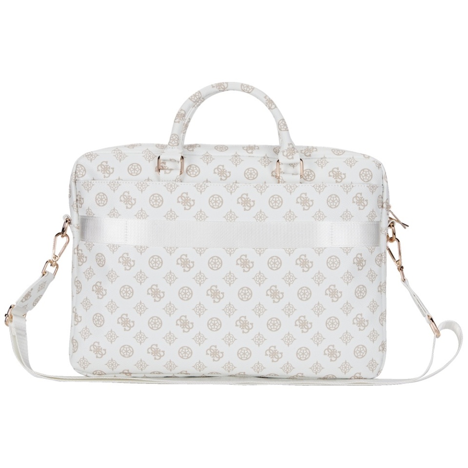 Geanta Laptop Dispozitive 16 inch, Peony Triangle Logo, Piele Ecologica, Curea Ajustabila, Guess, Alb - 2 | YEO