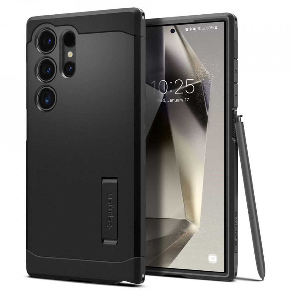Husa Antisoc Samsung Galaxy S24 Ultra, Spigen Tough Armor - negru