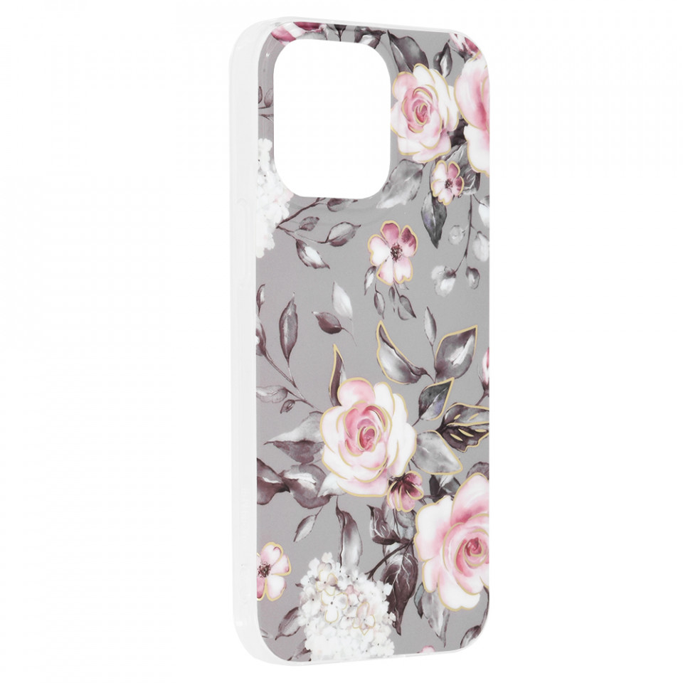 Husa Apple iPhone 14 Pro Max Marble Series, Techsuit - Bloom of Ruth Gray - 1 | YEO