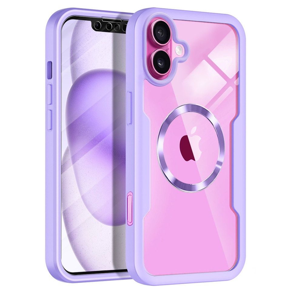 Husa + Folie pentru iPhone 16 Plus, SKYDDAR INNOVATION, [Pachet 360°] ColorVerse MagSafe, Mov, set cu sticker