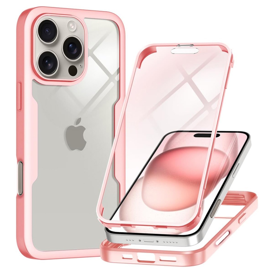 Husa + Folie pentru iPhone 16 Pro, SKYDDAR INNOVATION, [Pachet 360°] ColorVerse MagSafe, Roz, set cu sticker