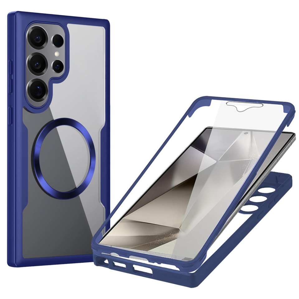 Husa + Folie pentru Samsung Galaxy S25 Ultra, SKYDDAR INNOVATION, [Pachet 360°] ColorVerse MagSafe, set cu sticker, Albastru