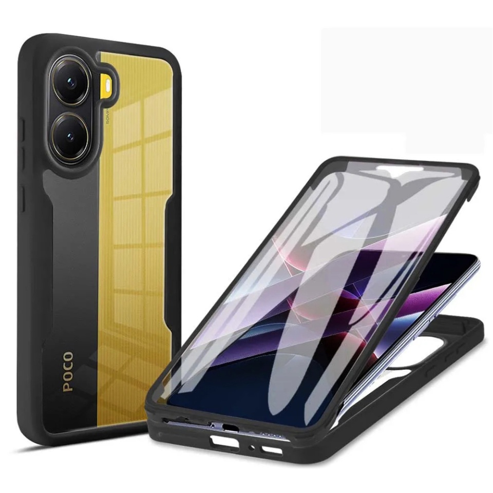 Husa + Folie pentru Xiaomi Poco X7 Pro, SKYDDAR INNOVATION, [Pachet 360°] ColorVerse, Negru, set cu sticker