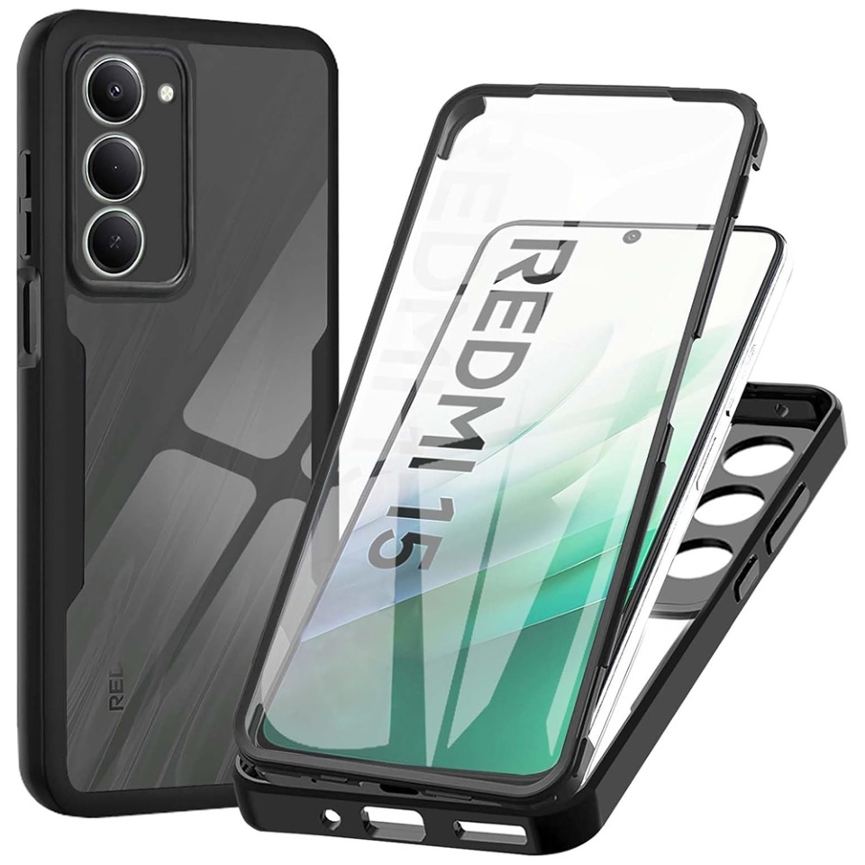 Husa + Folie pentru Xiaomi Redmi 15 5G / Redmi 15 4G, SKYDDAR INNOVATION, [Pachet 360°] ColorVerse, set cu sticker, Negru