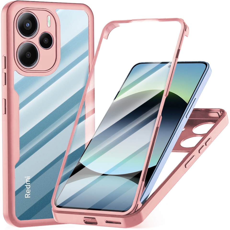 Husa + Folie pentru Xiaomi Redmi Note 14 4G (164,84 x 78,15 x 8,16mm), SKYDDAR INNOVATION, [Pachet 360°] ColorVerse, Roz, set cu sticker