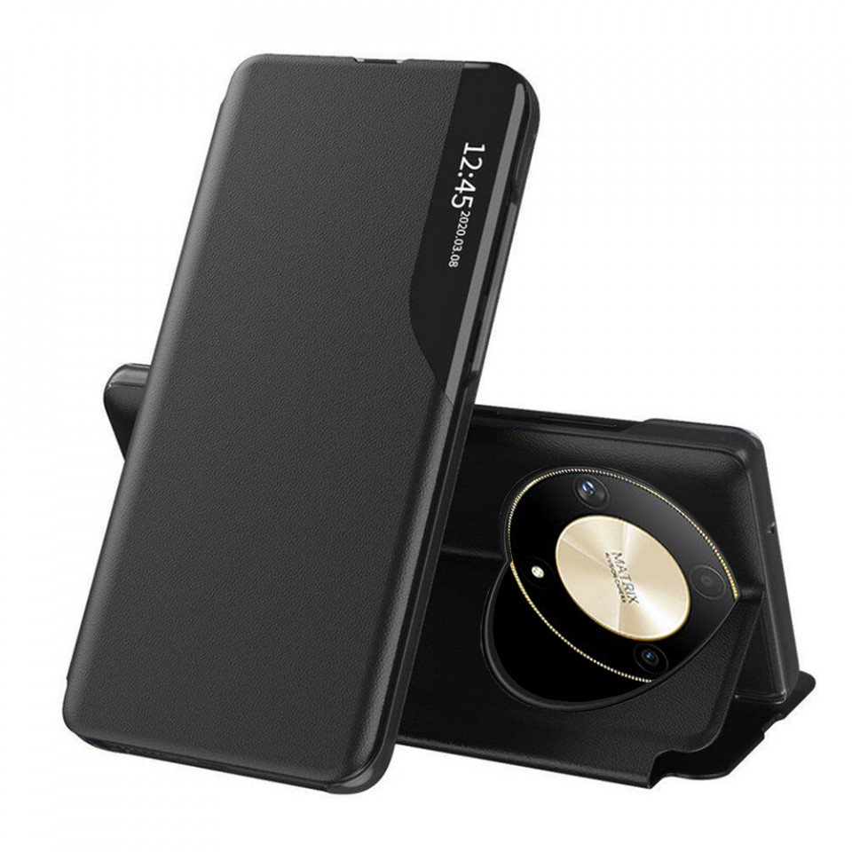 Husa Honor Magic6 Lite tip carte, Skyddar Eco View Leather - Negru