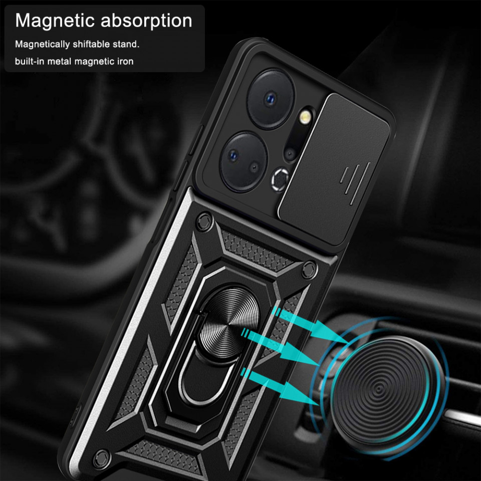 Husa Honor X7a cu inel magnetic, Techsuit CamShield - Negru - 1 | YEO