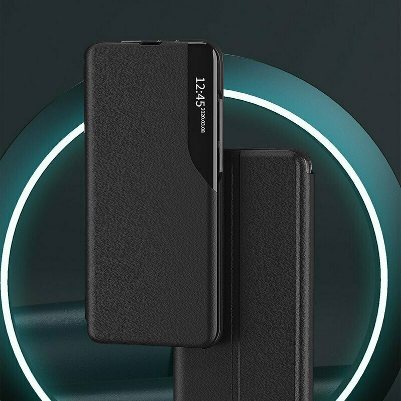 Husa Honor X8b tip carte, Skyddar Eco View Leather - Negru - 3 | YEO