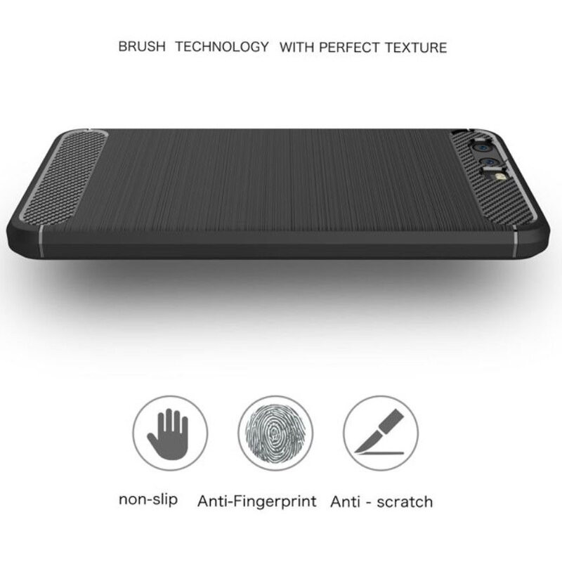 Husa Huawei P10 Plus din silicon, Slim, cu textura Fibra Carbon - Negru - 3 | YEO