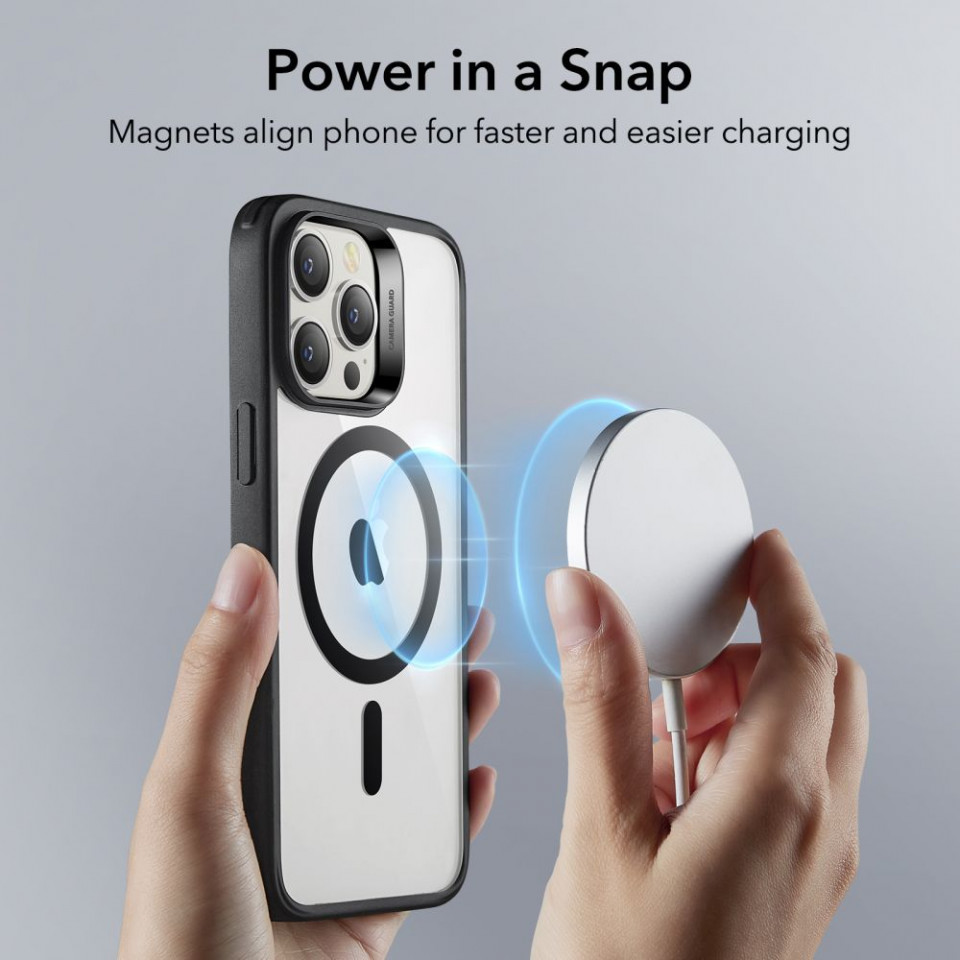 Husa iPhone 14 Pro, ESR Classic Hybrid HaloLock - Negru Transparent - 2 | YEO