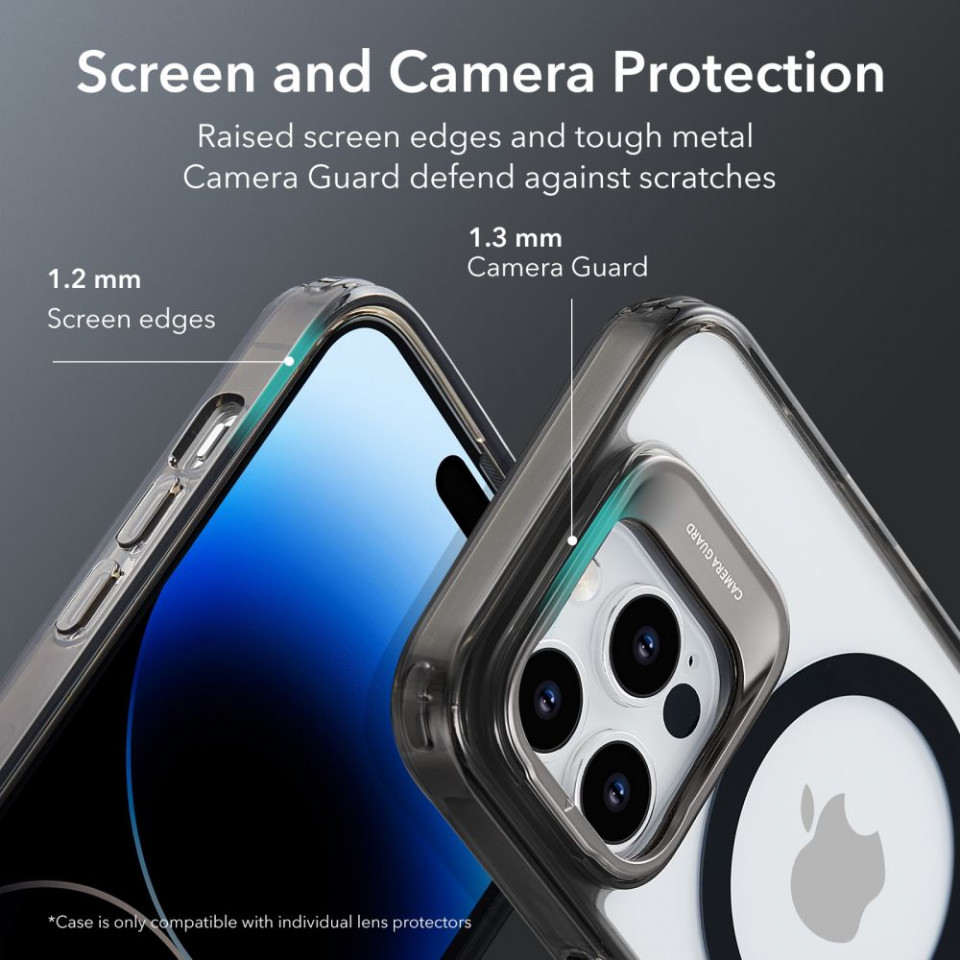 Husa iPhone 14 Pro, ESR Classic Kickstand - Negru Transparent - 6