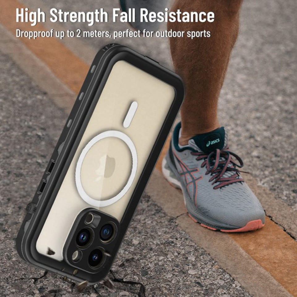 Husa iPhone 14 Pro rezistenta la apa, Waterproof IP68, ShellBox - Negru - 3 | YEO