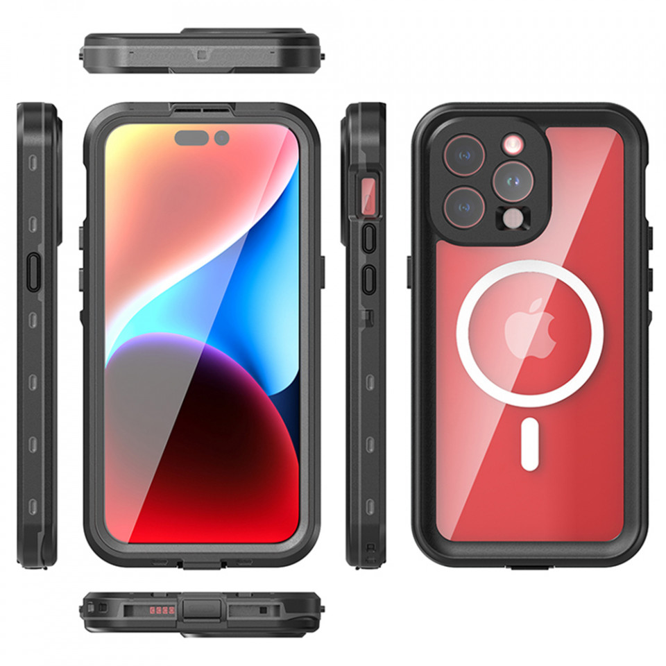 Husa iPhone 15 Pro Max rezistenta la apa, Waterproof IP68, ShellBox - Negru - 1 | YEO