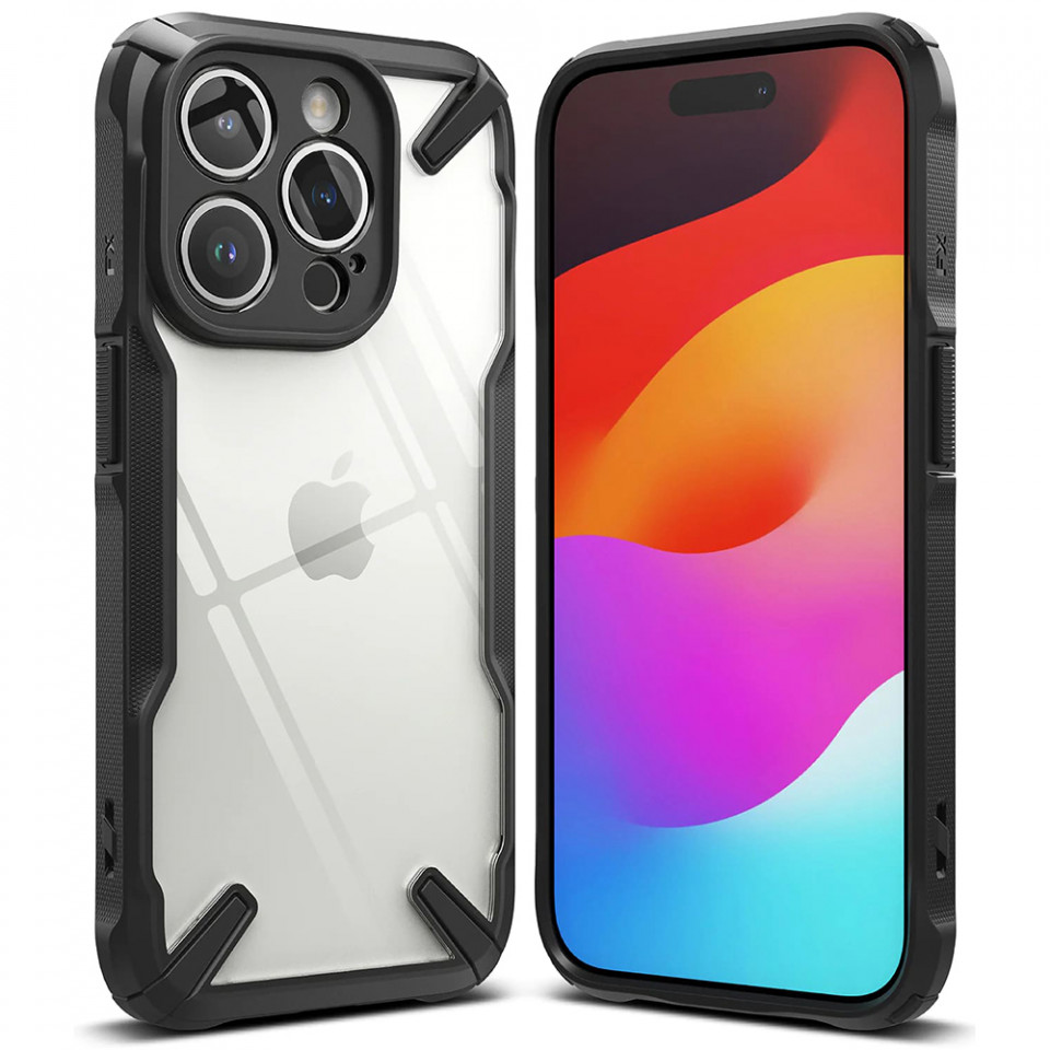 Husa iPhone 15 Pro Max, Ringke Fusion X - Negru