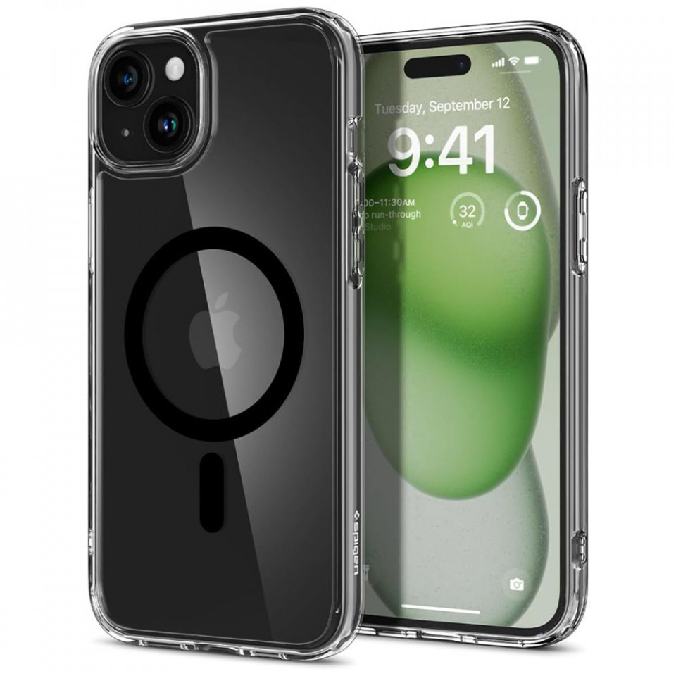 Husa iPhone 15, Spigen Ultra Hybrid MagSafe - Negru