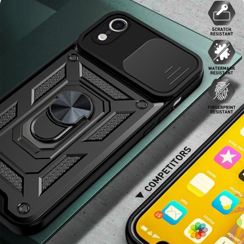Husa iPhone Xr cu inel magnetic, Techsuit CamShield - Negru - 3 | YEO