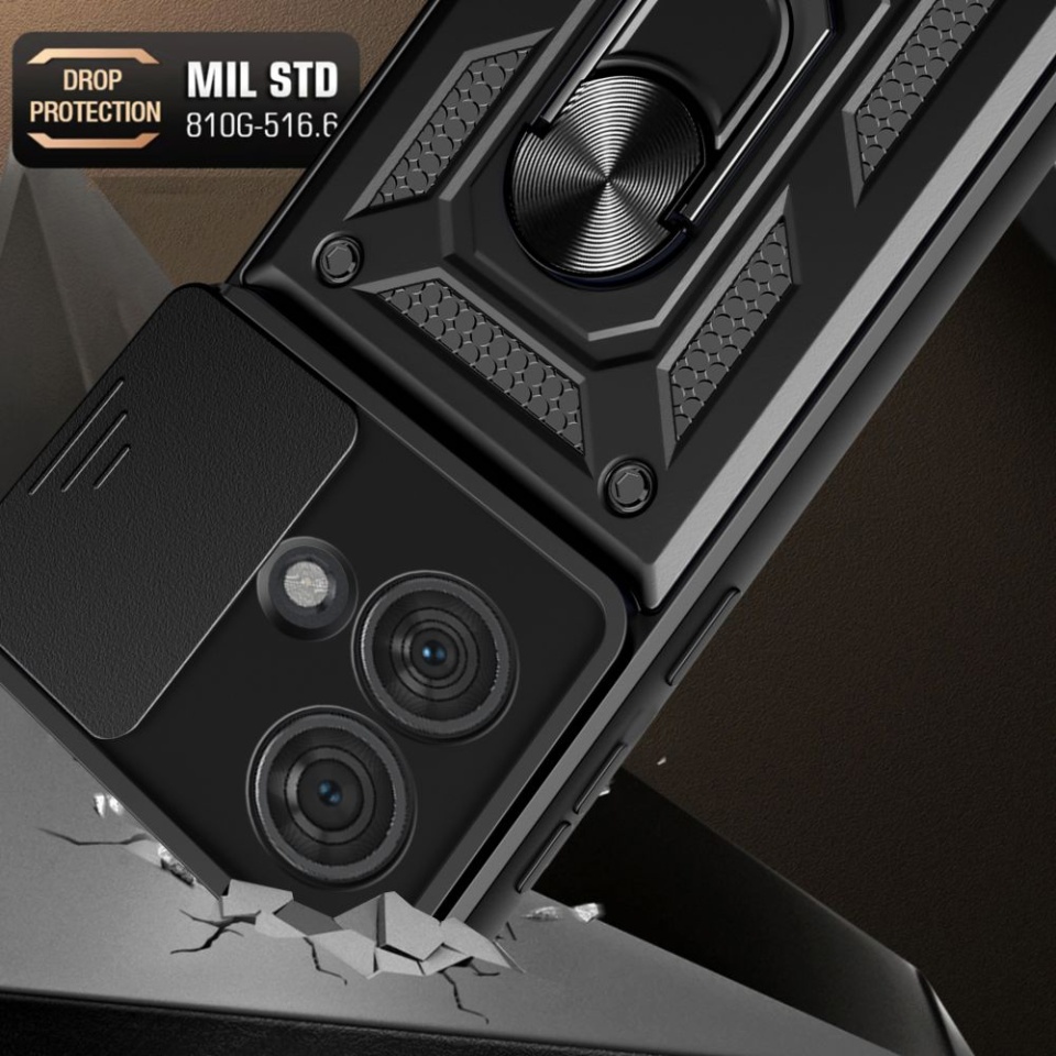Husa Motorola Edge 50 Ultra cu inel magnetic si protectie camera Skyddar CamShield - Negru - 2 | YEO