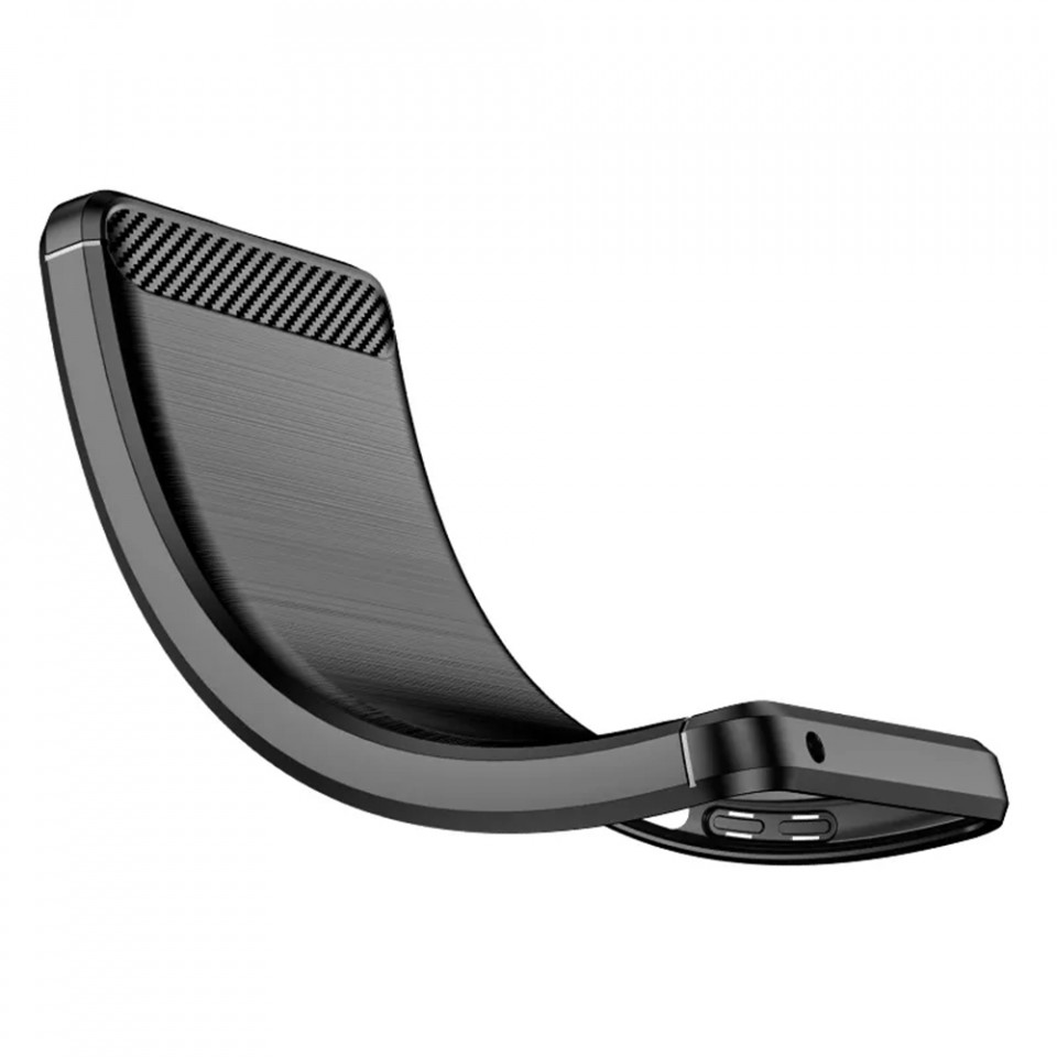 Husa Motorola Moto E22s din silicon, Slim, cu textura Fibra Carbon - Negru - 1 | YEO