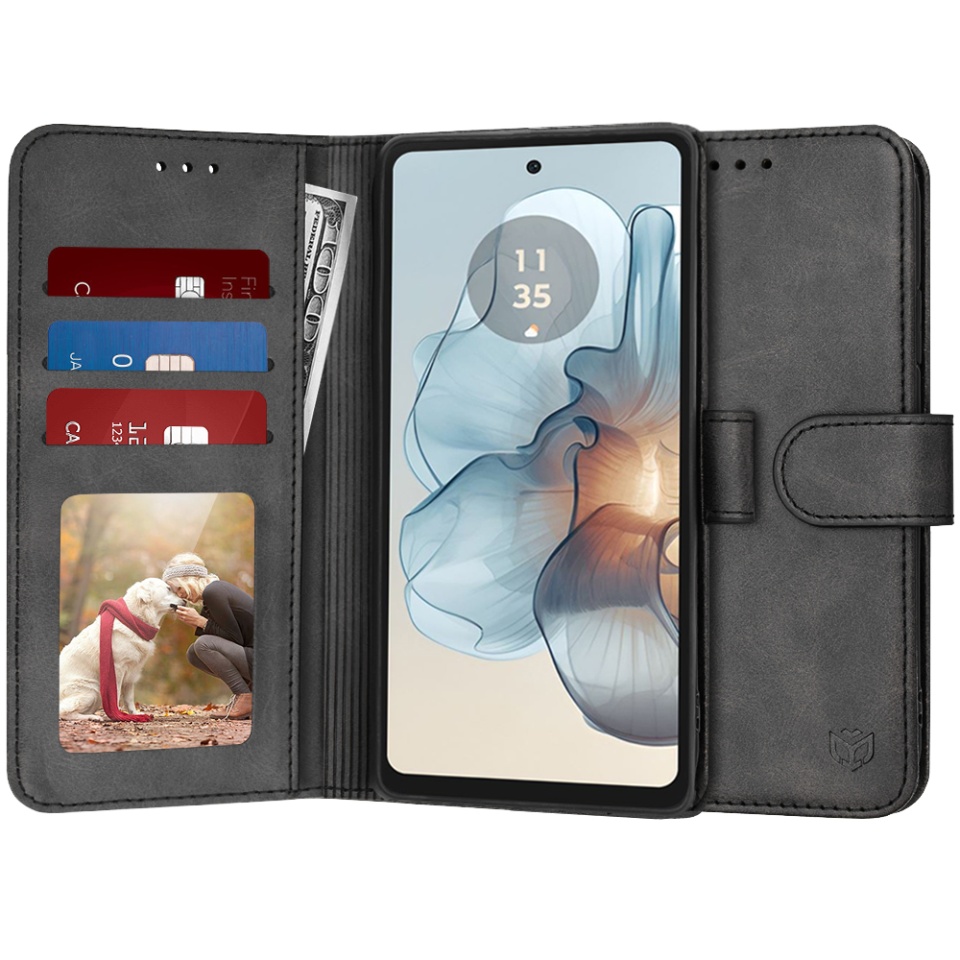 Husa Motorola Moto G24 Power tip carte, cu Portofel Interior, Protectie la socuri, SKYDDAR Elite Book - Negru