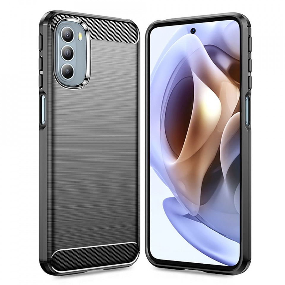 Husa Motorola Moto G31 4G / G41 4G din silicon, Slim, cu textura Fibra Carbon - Negru - 1 | YEO