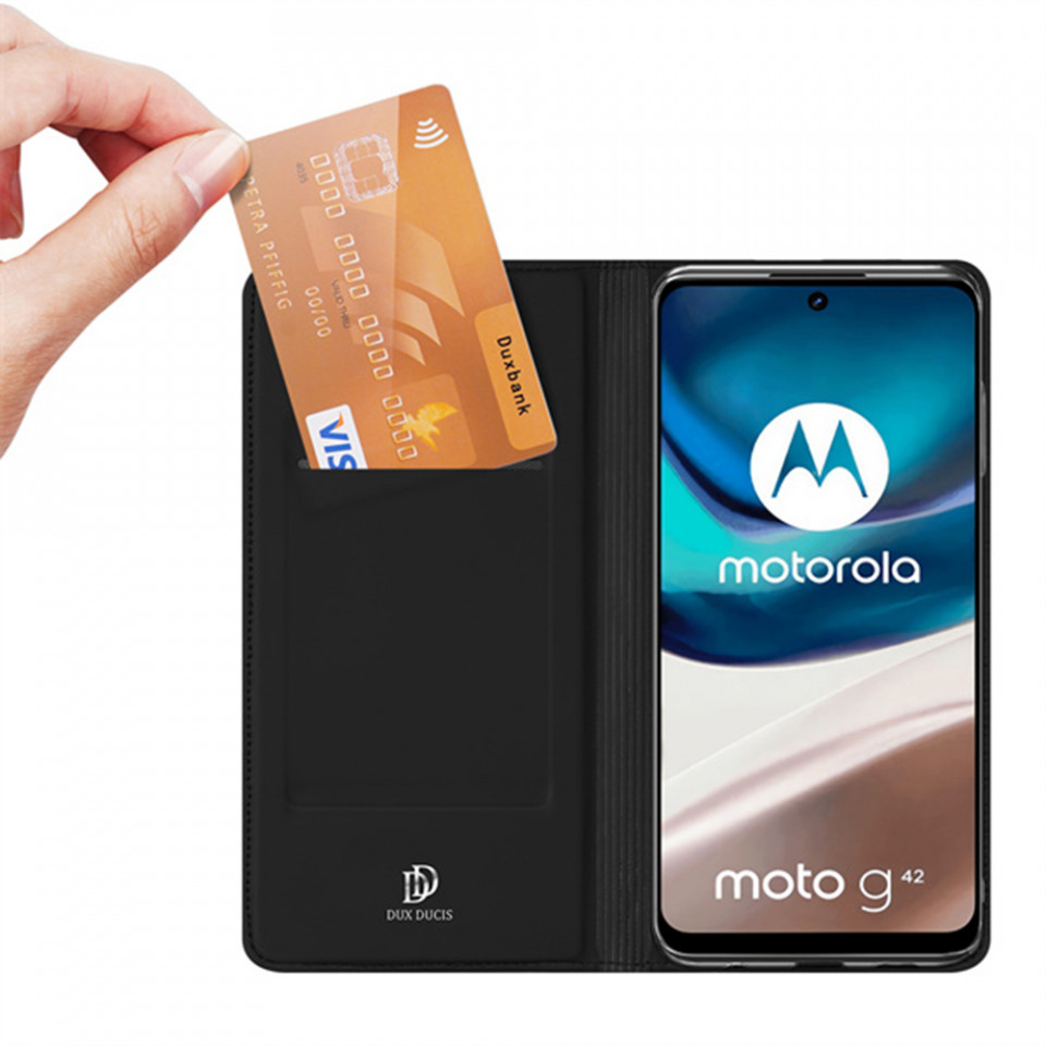 Husa Motorola Moto G42 tip carte magnetica, Skin Pro Dux Ducis - Negru - 1 | YEO