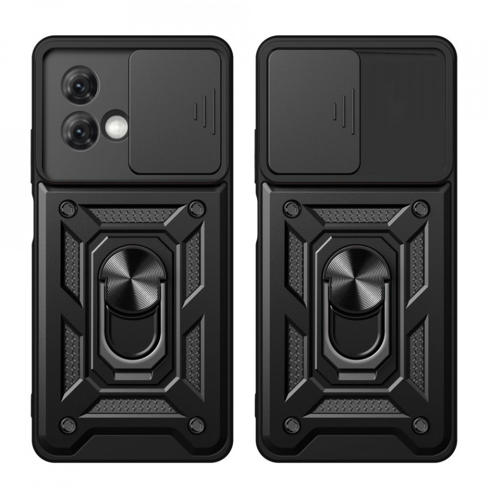 Husa Motorola Moto G84 cu inel magnetic si protectie camera Skyddar CamShield - Negru - 1 | YEO