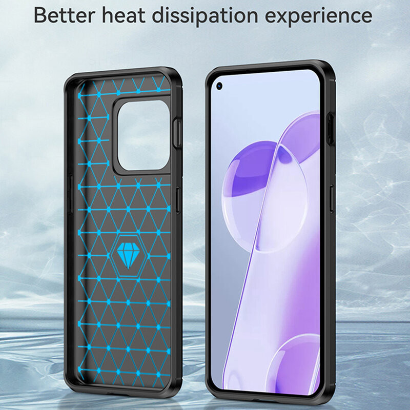 Husa OnePlus 10 Pro din silicon, Slim, cu textura Fibra Carbon - Negru - 3 | YEO