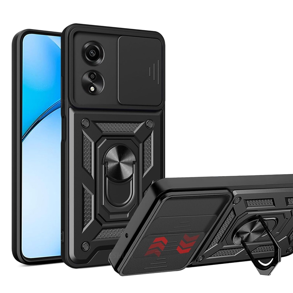 Husa Oppo A60 cu inel magnetic si protectie camera Skyddar CamShield - Negru