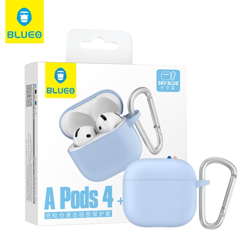 Husa pentru AirPods 4 din silicon moale, Blueo Liquid Silicone, Bleu - 2 | YEO
