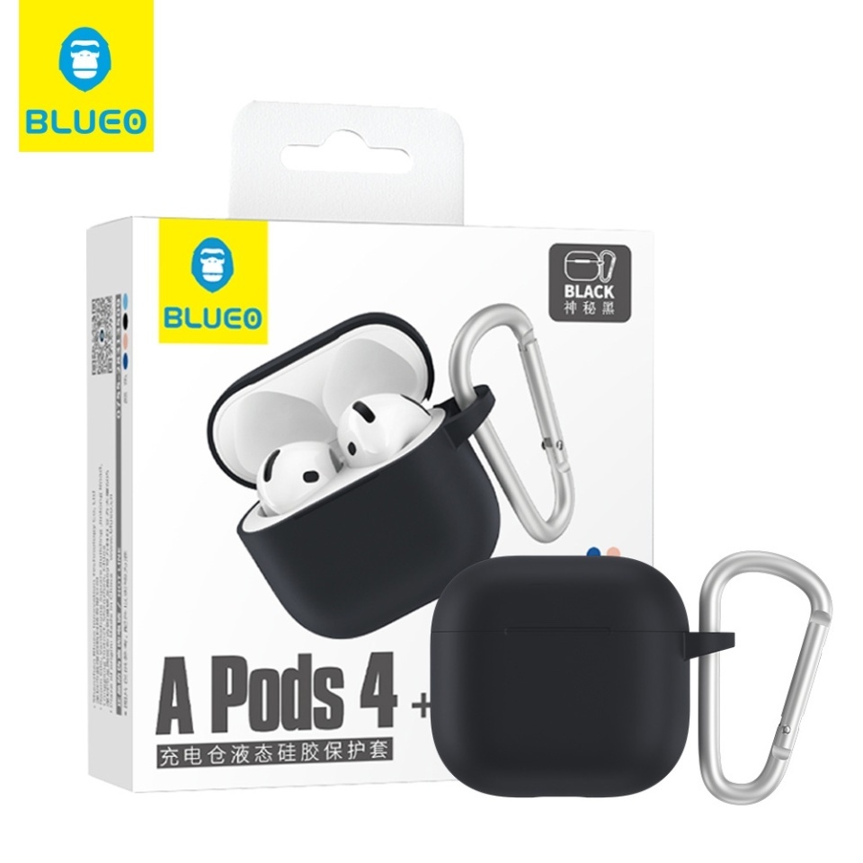Husa pentru AirPods 4 din silicon moale, Blueo Liquid Silicone, Negru - 2 | YEO