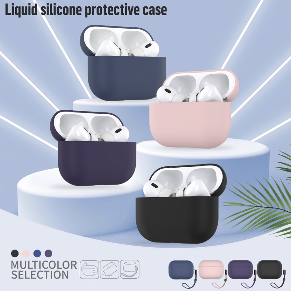 Husa pentru AirPods Pro 2 din silicon moale, Blueo Liquid Silicone, Negru - 2 | YEO