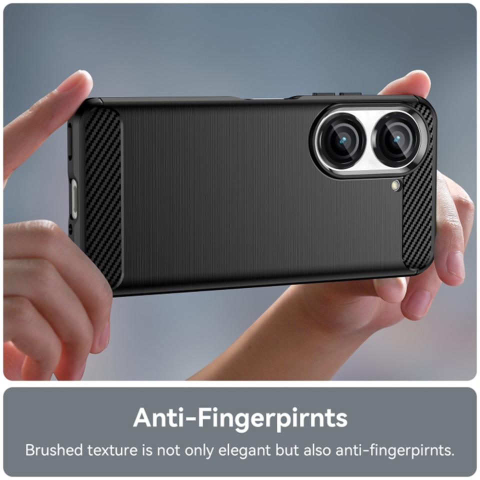 Husa pentru Asus Zenfone 9 / Zenfone 10, SKYDDAR INNOVATION, Carbon Silicone, din Silicon Slim, cu textura Fibra Carbon, set cu sticker, Negru - 2 | YEO